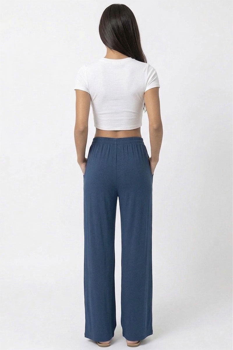 Drawstring waist wide leg minimalist pants