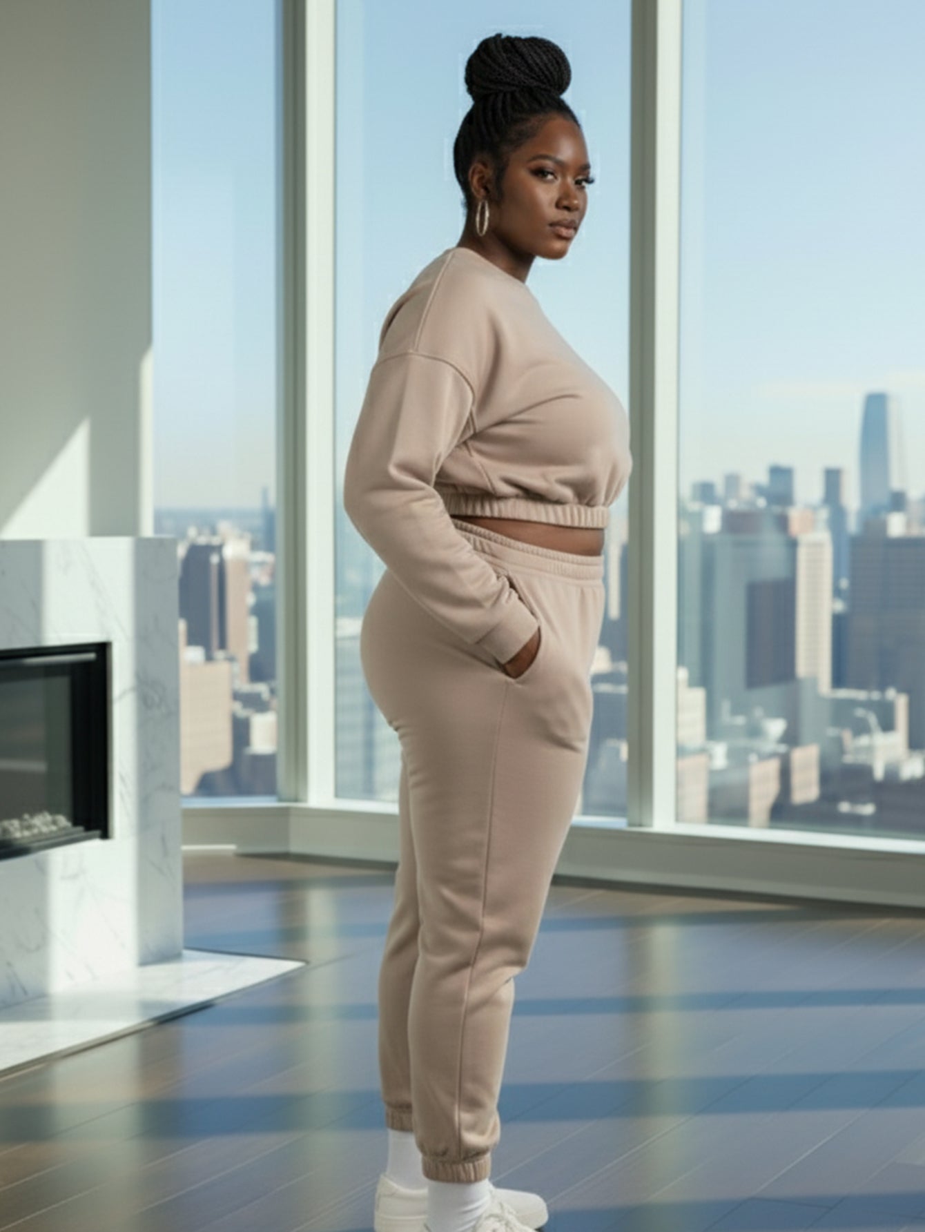 Plus Size French Terry Pullover & Joggers Set
