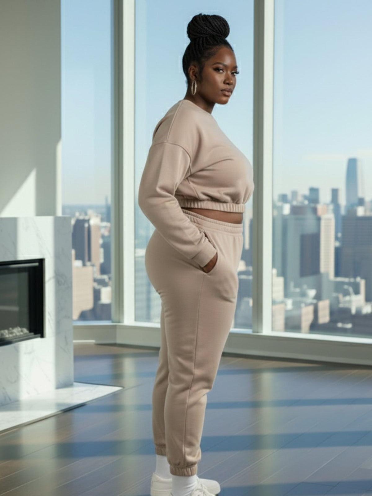 Plus Size French Terry Pullover & Joggers Set