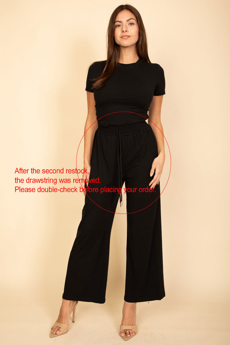 Relaxed Fit Top and Wide-Leg Pants Set