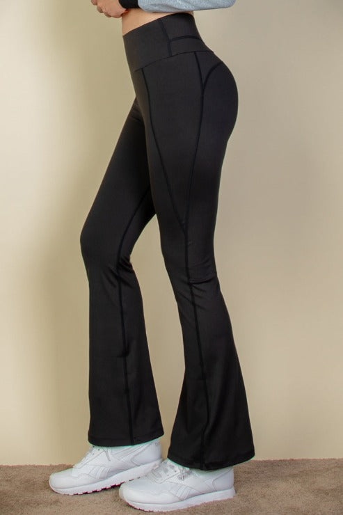 Wide Waistband Flare Leg Pants