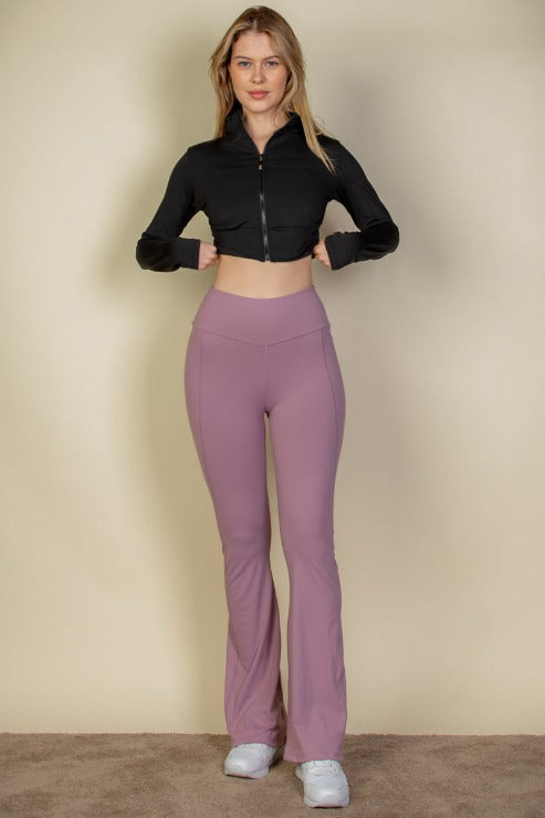 Wide Waistband Flare Leg Pants