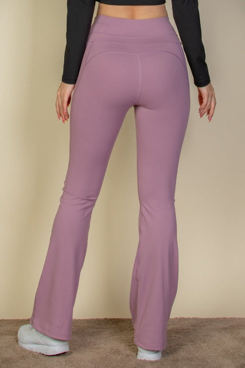 Wide Waistband Flare Leg Pants