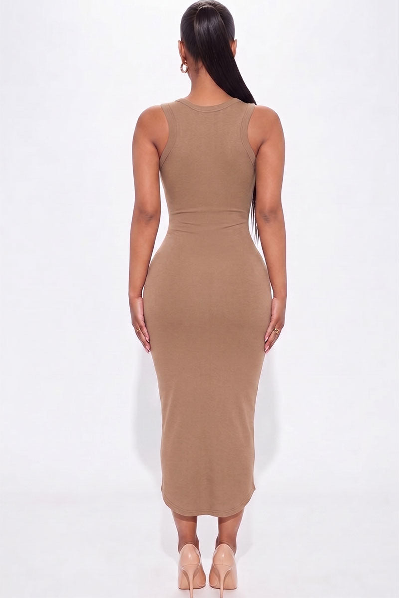 Split Neck Tank Midi Dress