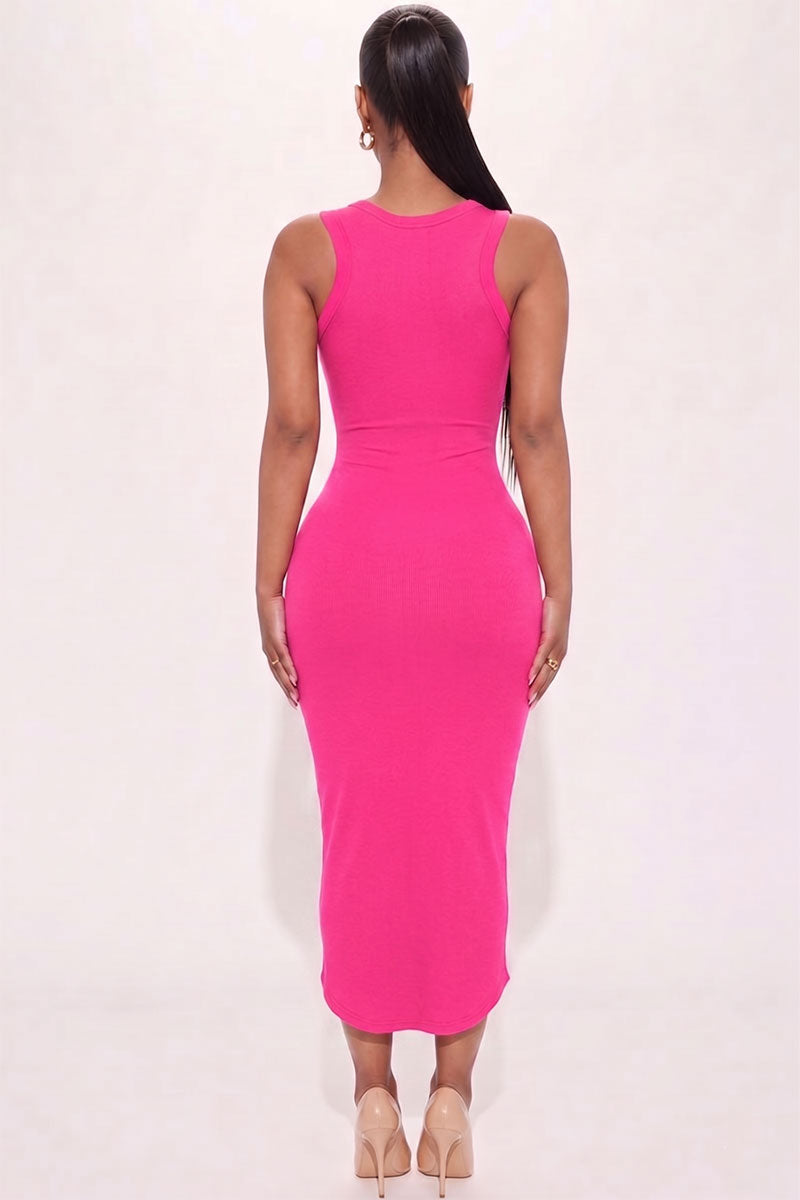 Split Neck Tank Midi Dress