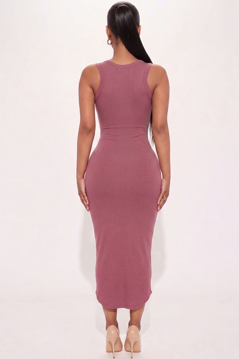 Split Neck Tank Midi Dress