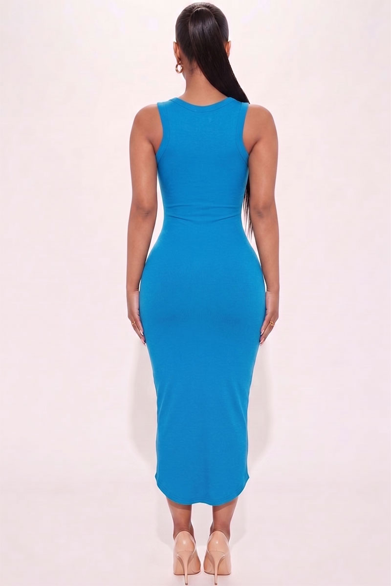 Split Neck Tank Midi Dress