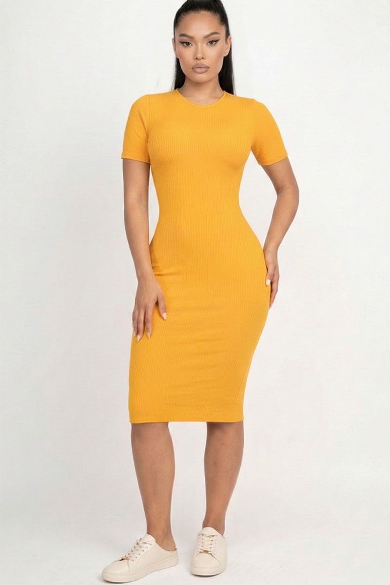 Ribbed Bodycon Midi Dress