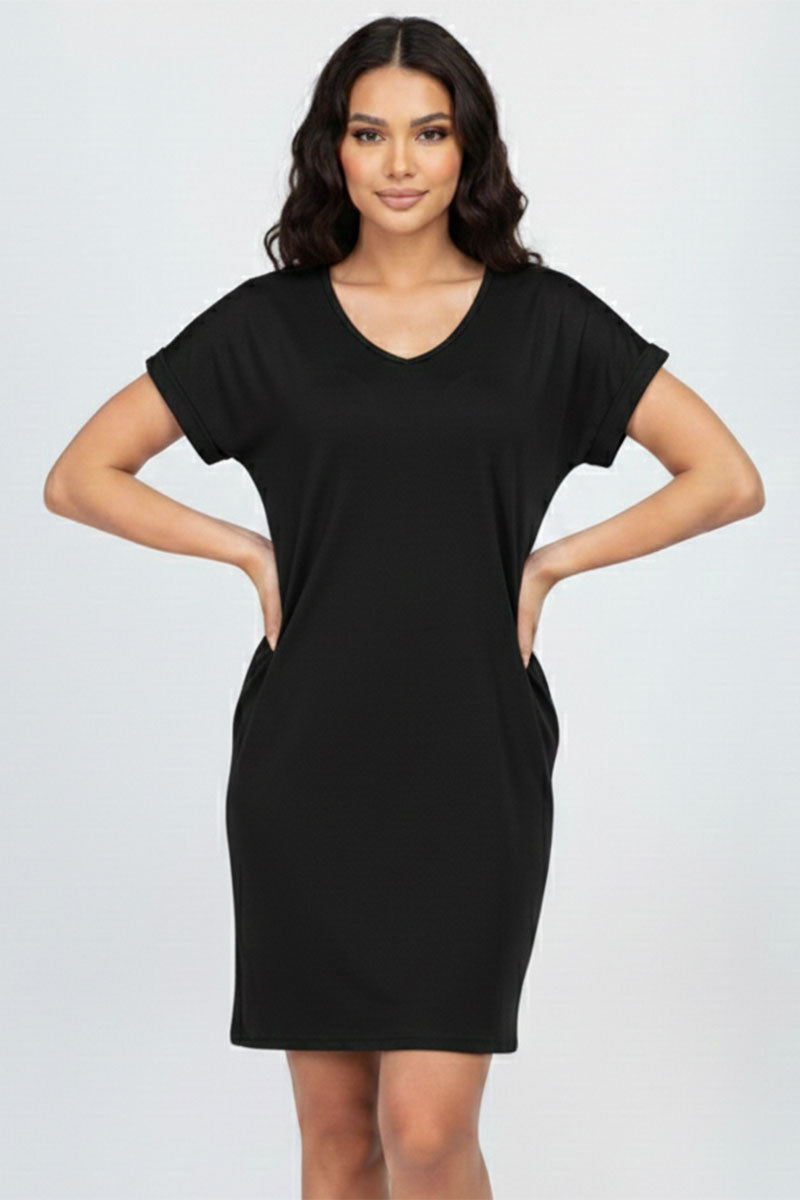 Cap Sleeve Pocket Mini Dress
