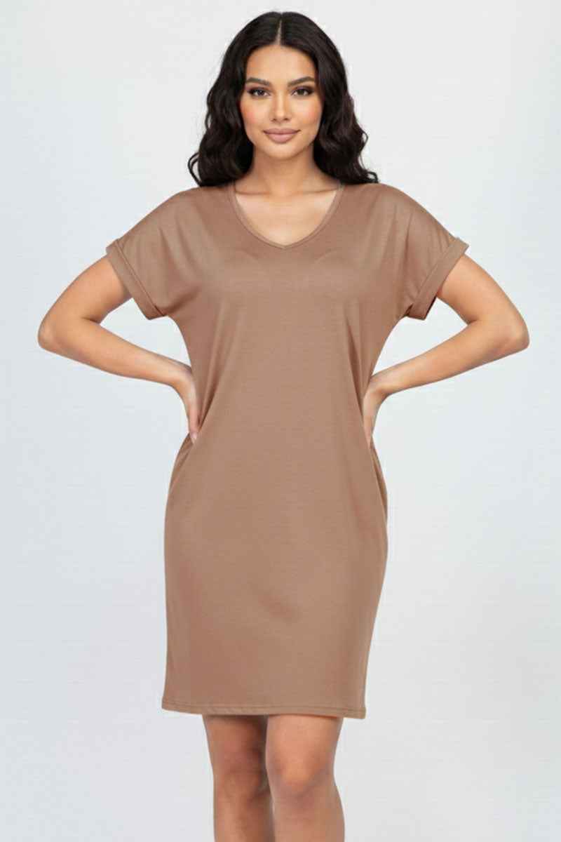Cap Sleeve Pocket Mini Dress