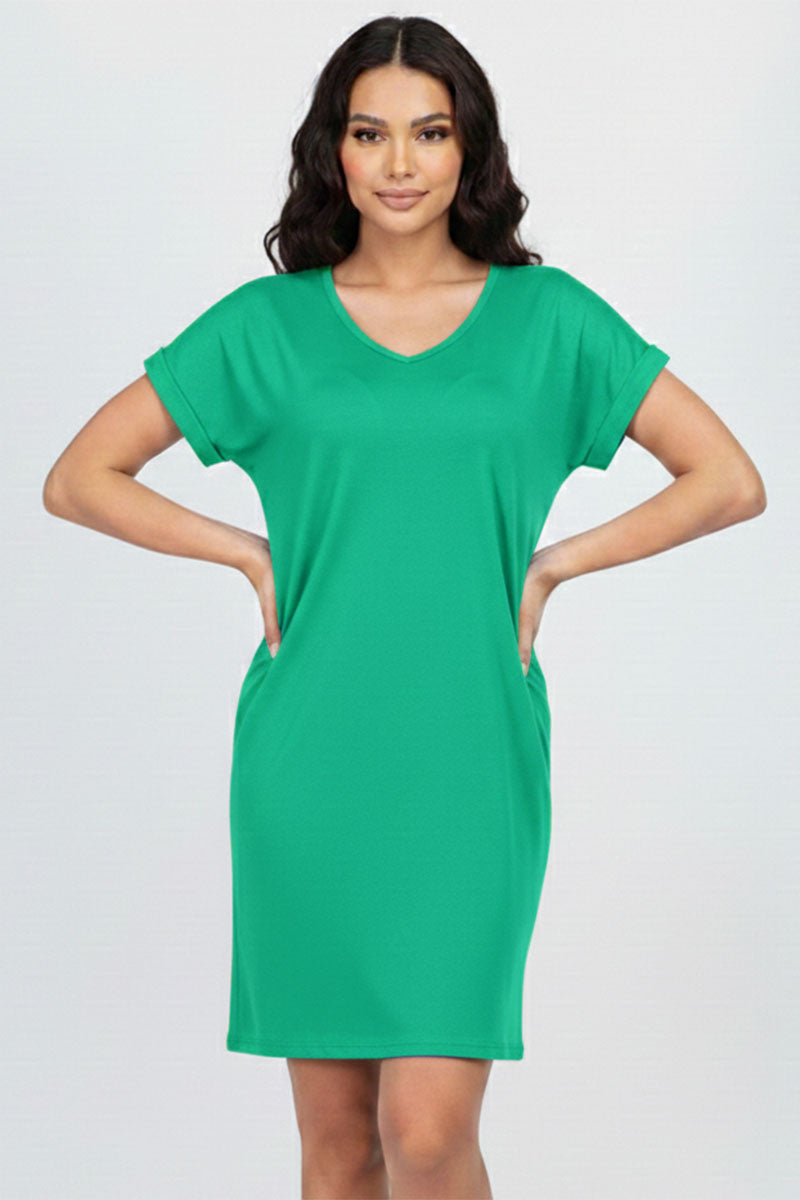 Cap Sleeve Pocket Mini Dress
