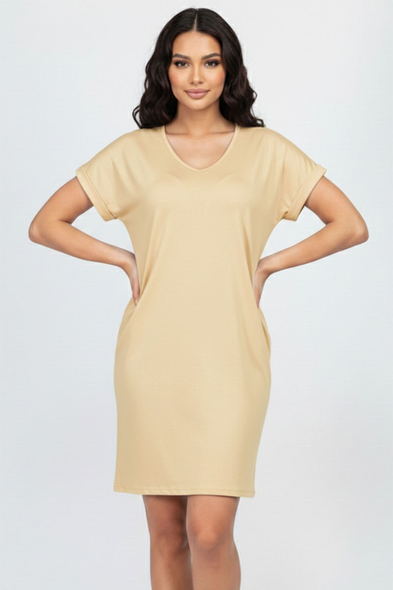 Cap Sleeve Pocket Mini Dress
