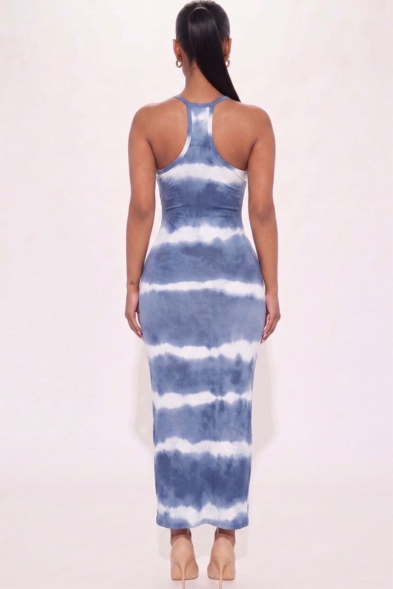 Stripe Tie-Dye Printed Maxi Dress