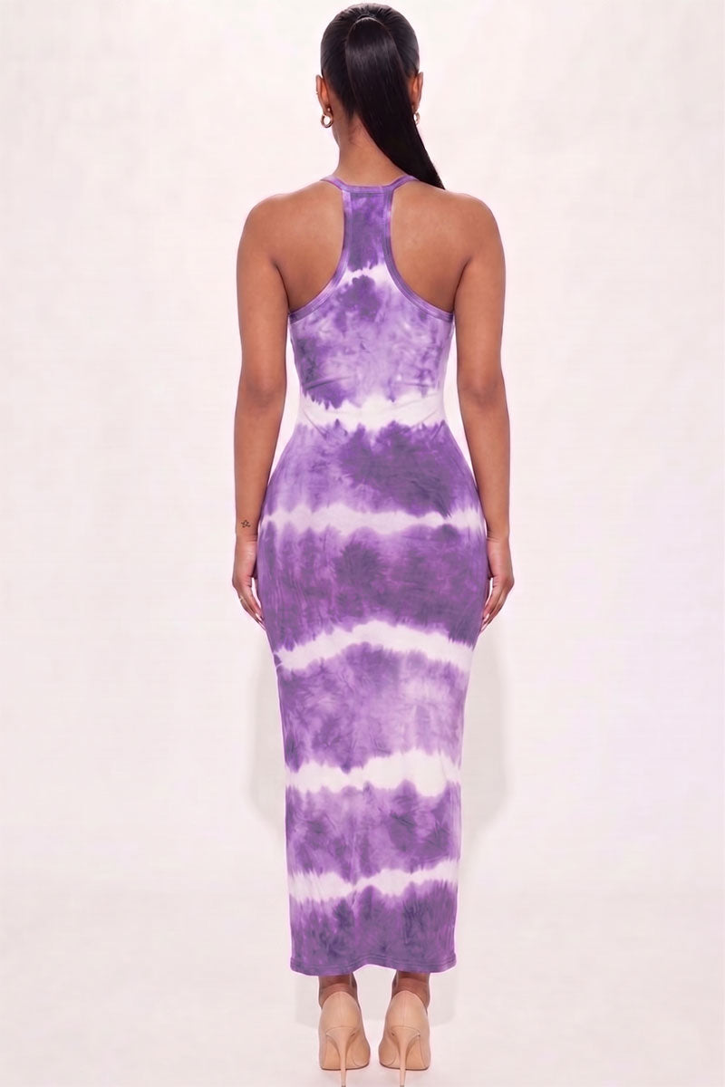 Stripe Tie-Dye Printed Maxi Dress