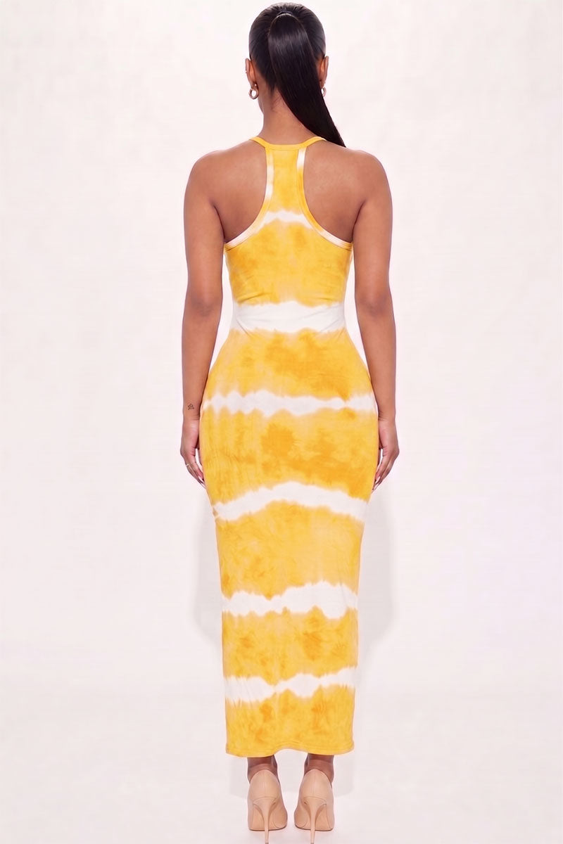 Stripe Tie-Dye Printed Maxi Dress