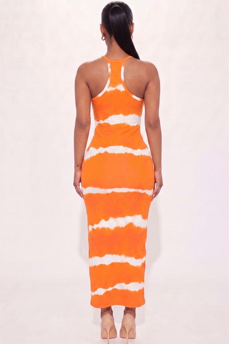 Stripe Tie-Dye Printed Maxi Dress