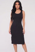 Ribbed Side Slit Tank Midi Dress