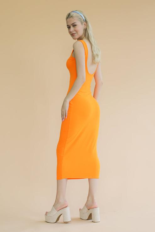 Ribbed Open Back Sleeveless Maxi Dress