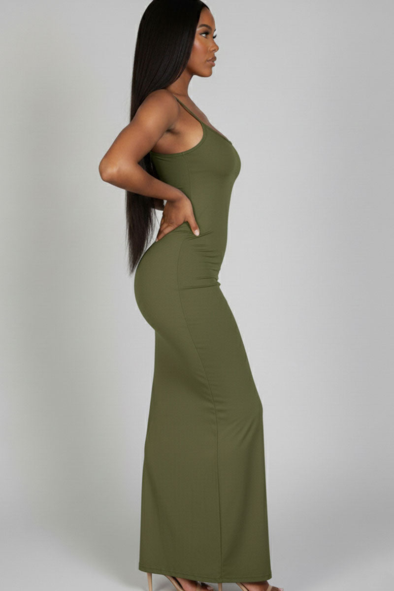 Ribbed Mermaid Hem Camisole Maxi Dress