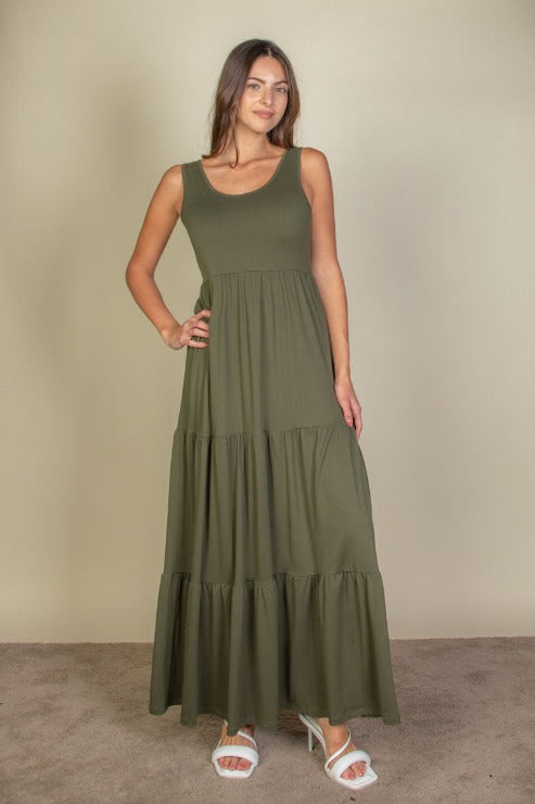Solid Layered Hem Dress