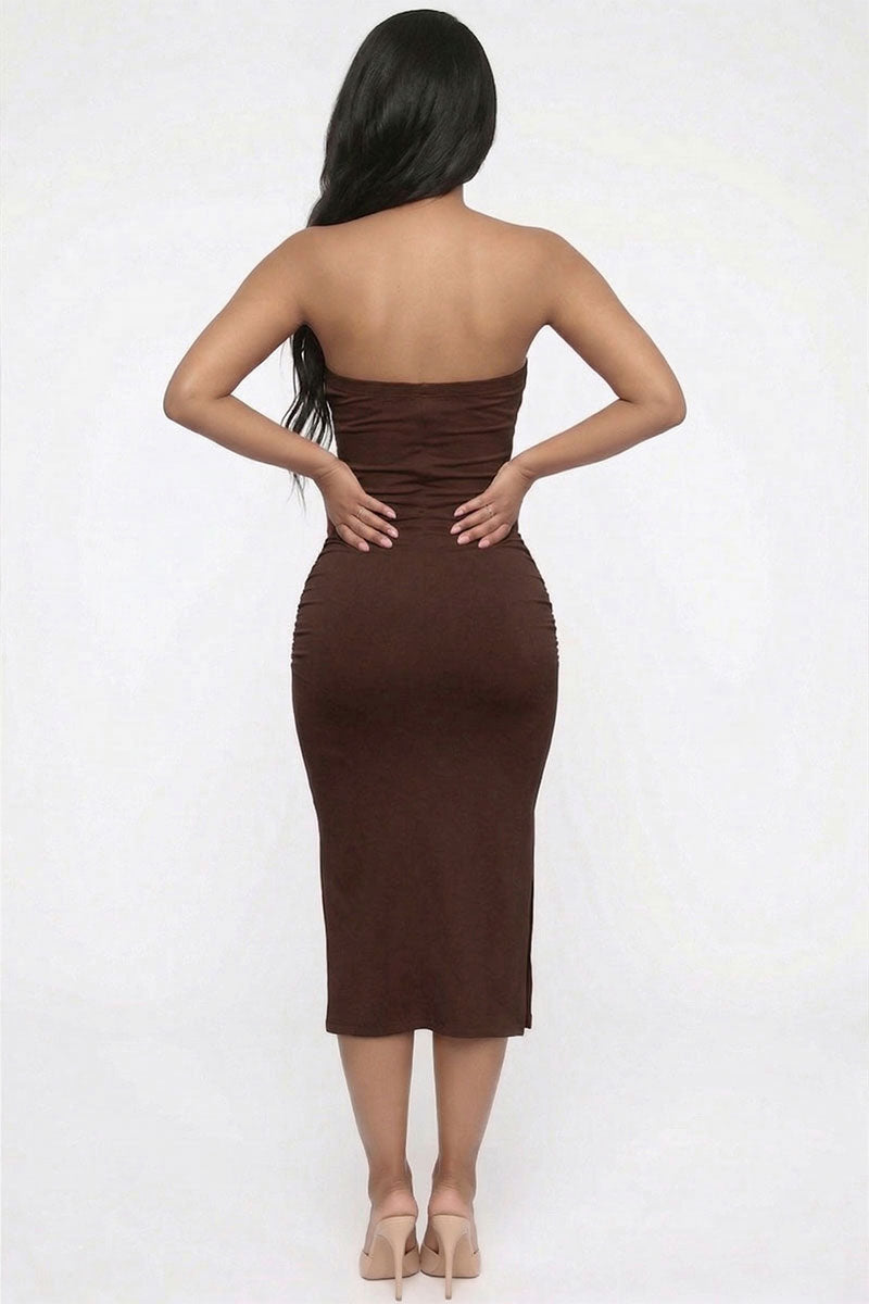 Solid Bodycon Split Hem Tube Dress