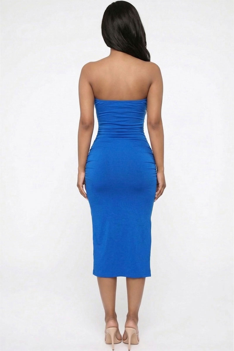 Solid Bodycon Split Hem Tube Dress