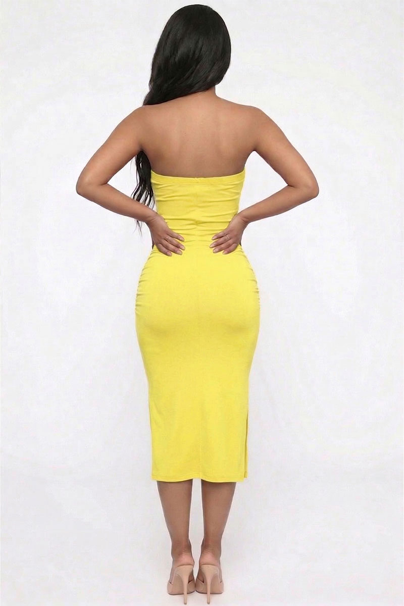 Solid Bodycon Split Hem Tube Dress