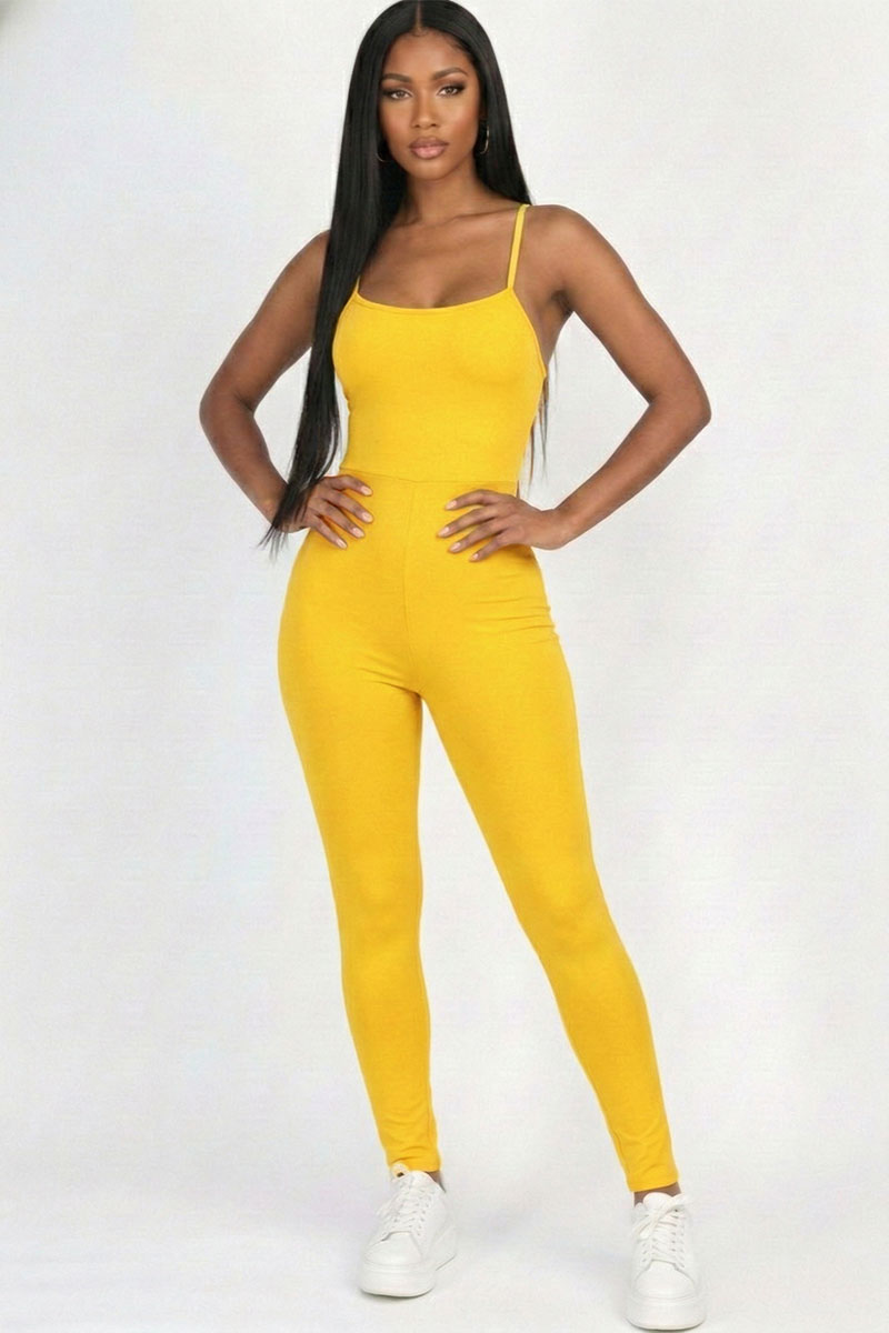 Criss-Cross Open Back Bodycon Jumpsuit
