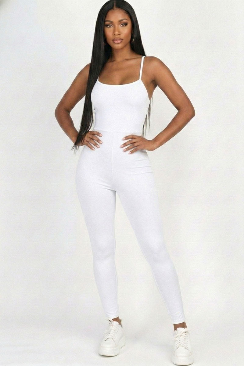 Criss-Cross Open Back Bodycon Jumpsuit