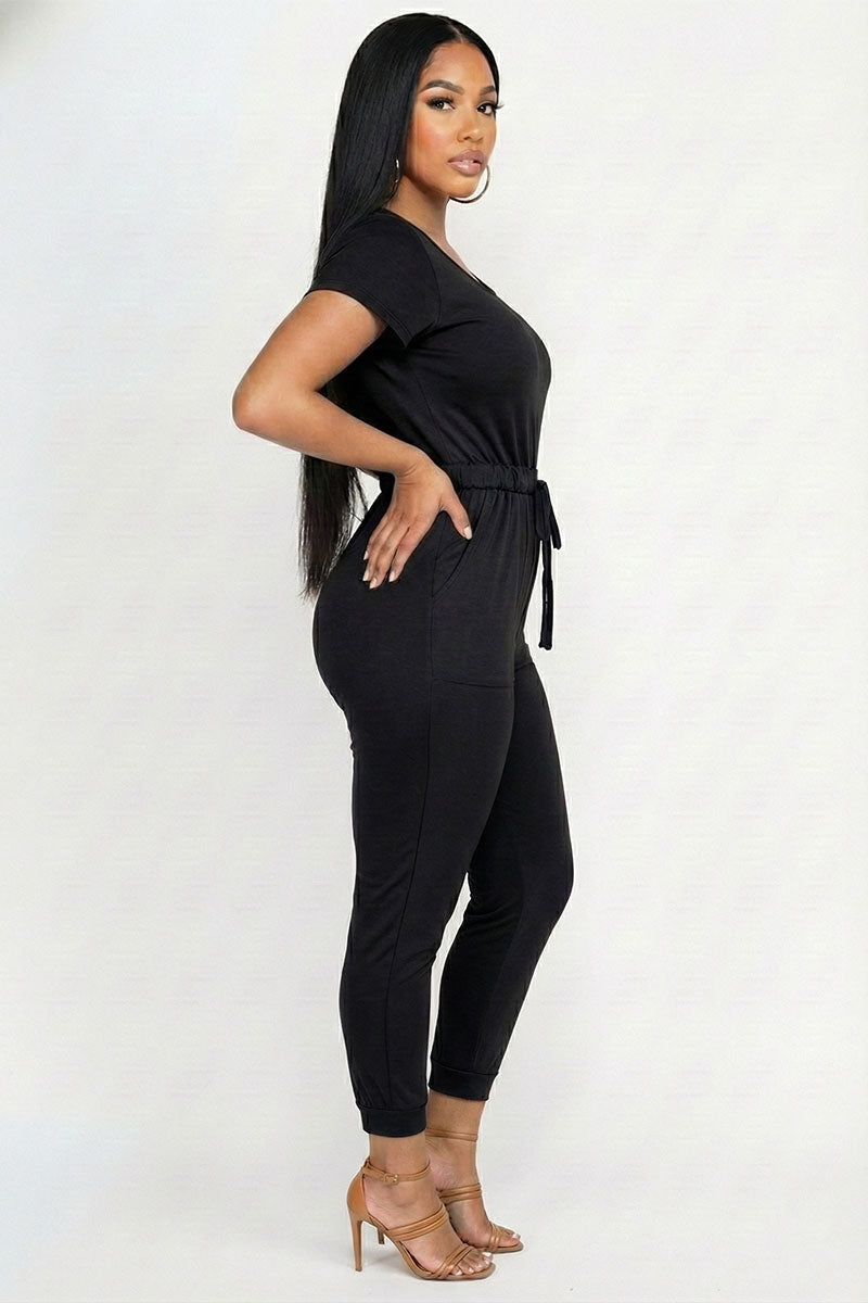 Two-way Shoulder Drawstring Jumpsuit