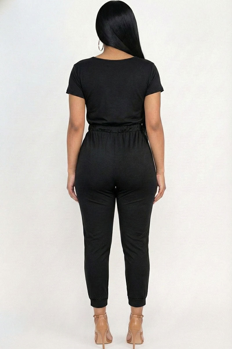 Two-way Shoulder Drawstring Jumpsuit