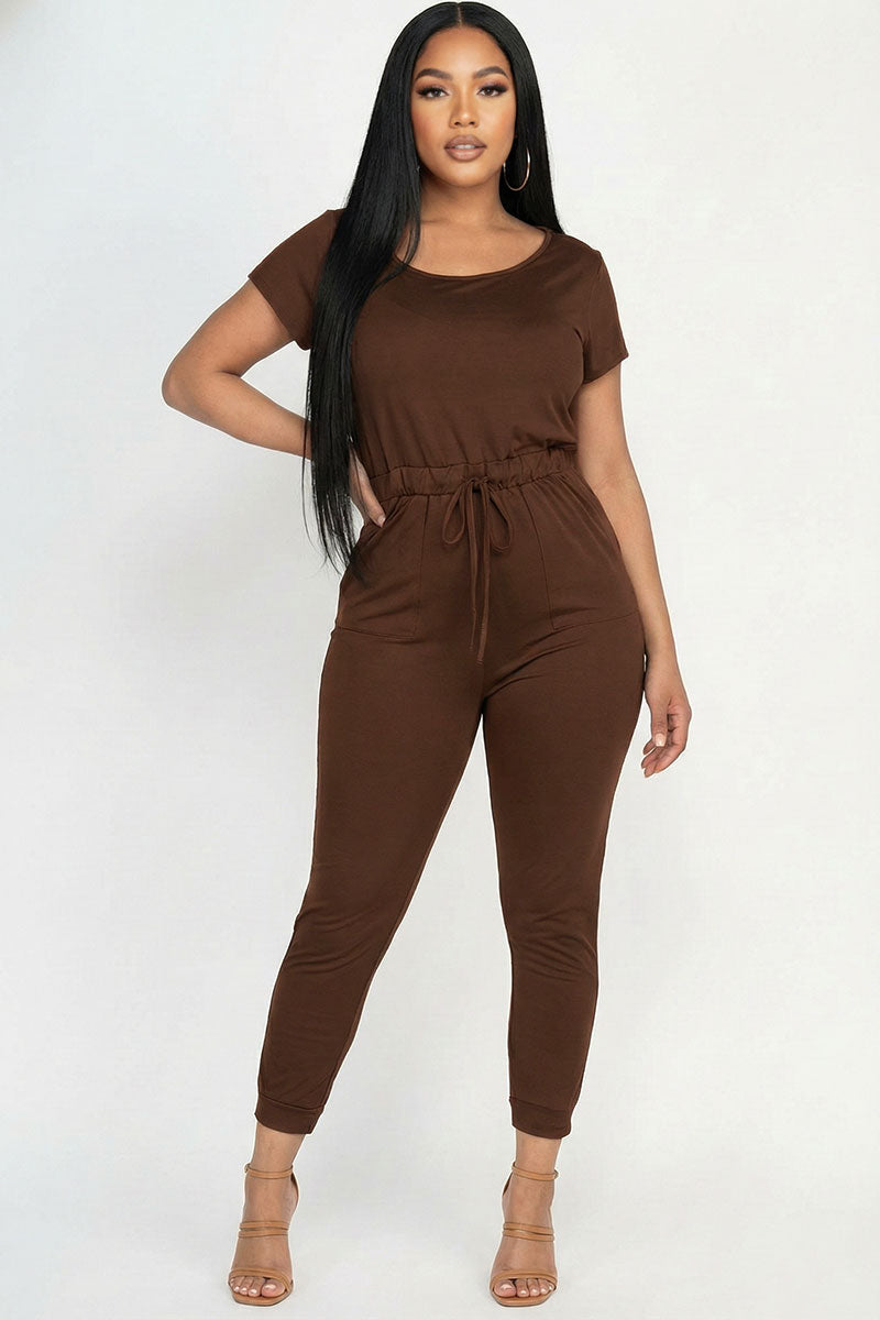 Two-way Shoulder Drawstring Jumpsuit