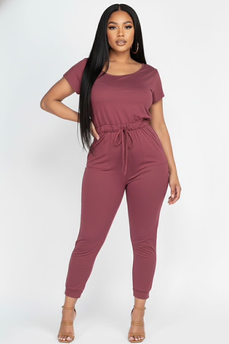 Two-way Shoulder Drawstring Jumpsuit