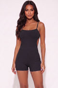 Ribbed Sleeveless Back Cutout Bodycon Romper