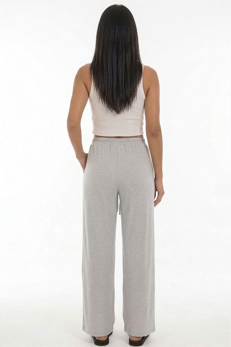 Drawstring waist wide leg minimalist pants