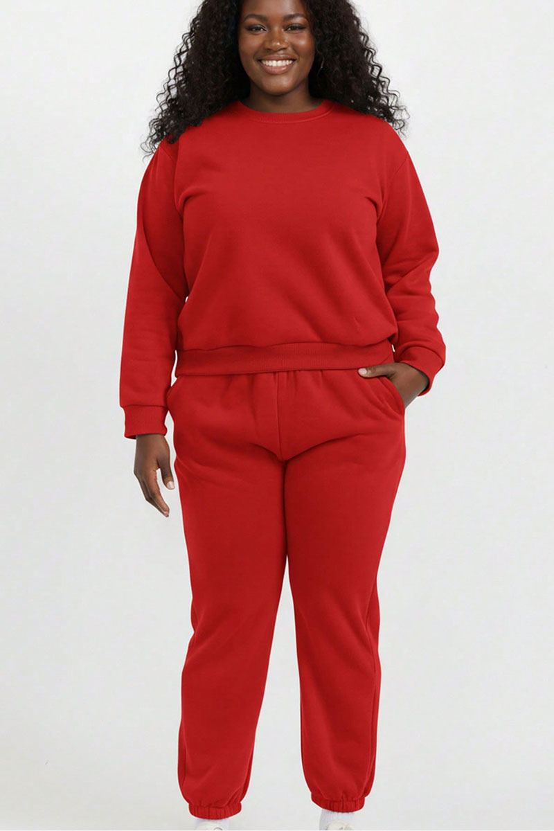 Plus Size Poly Fleece Elastic Waist Joggers