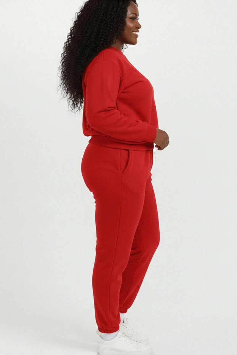 Plus Size Poly Fleece Elastic Waist Joggers