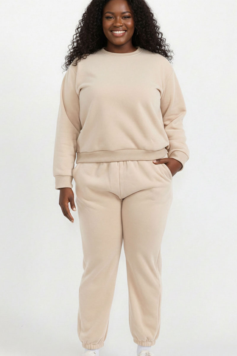 Plus Size Poly Fleece Elastic Waist Joggers