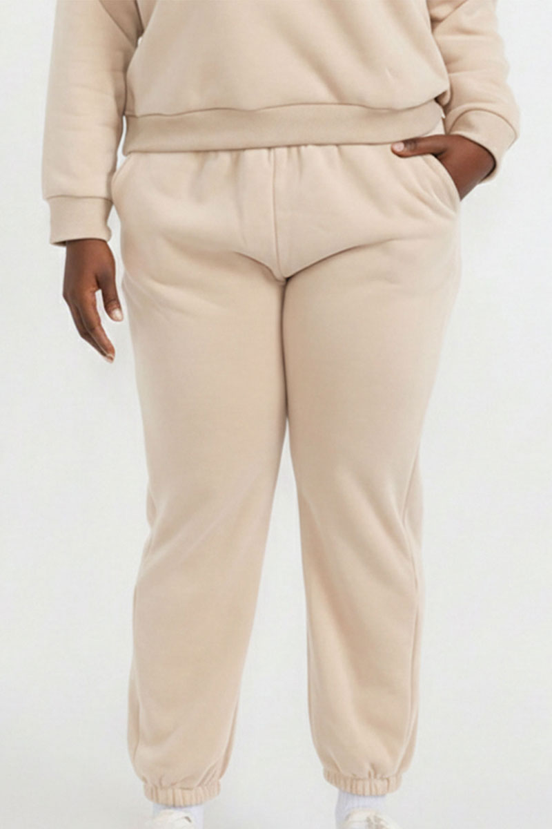 Plus Size Poly Fleece Elastic Waist Joggers