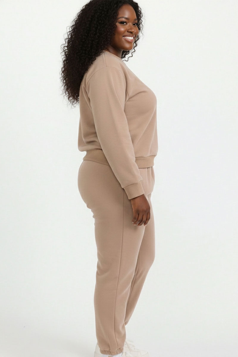 Plus Size Poly Fleece Elastic Waist Joggers
