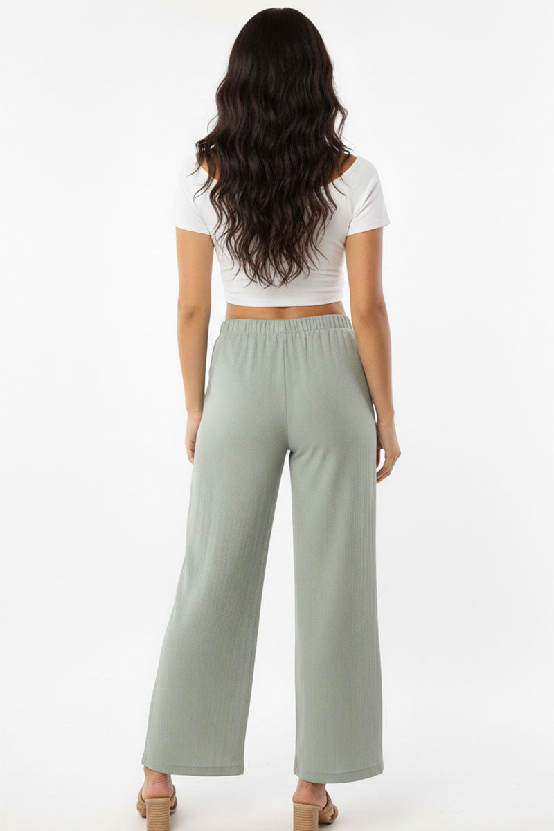 Relaxed Fit 100% Cotton Wide-Leg Pants with Side Pockets