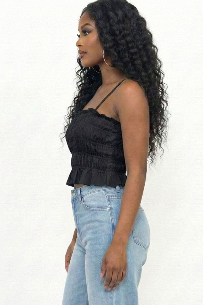 Tiered Shirred Body Crop Top