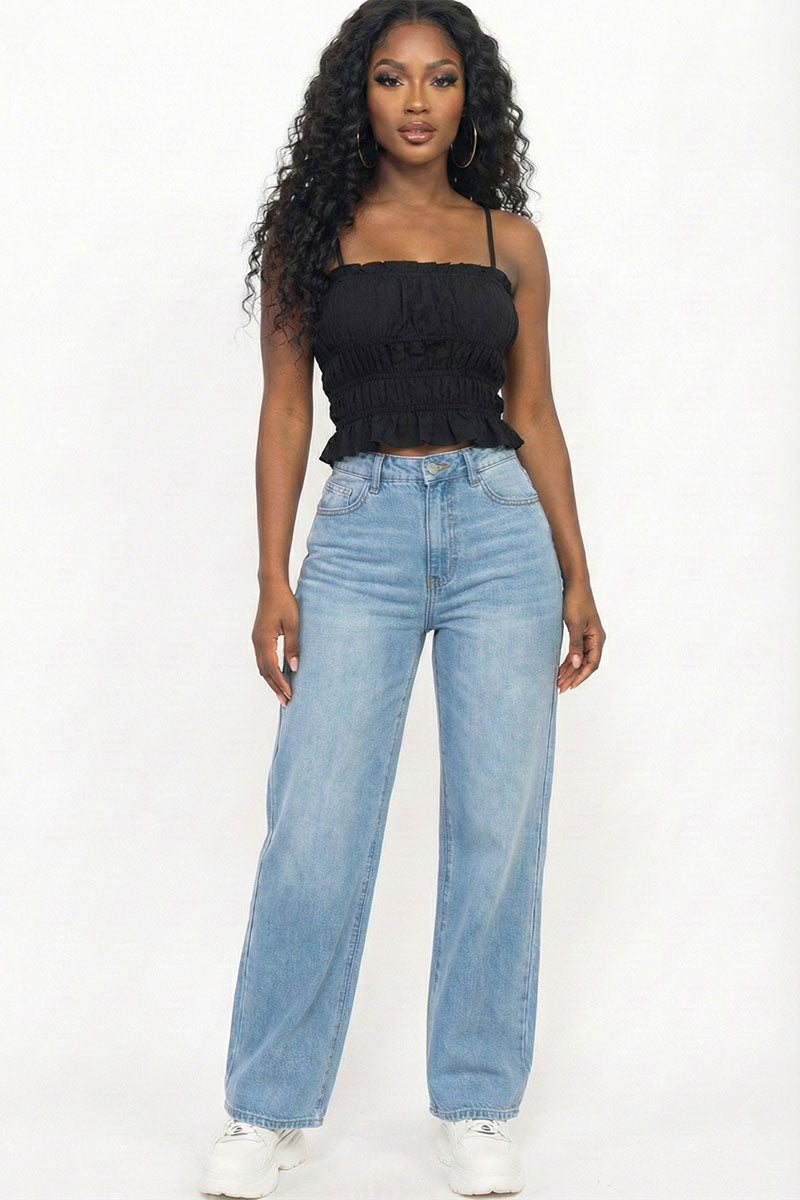 Tiered Shirred Body Crop Top