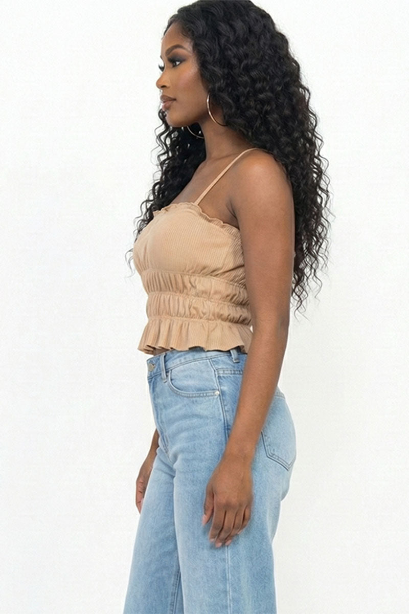 Tiered Shirred Body Crop Top