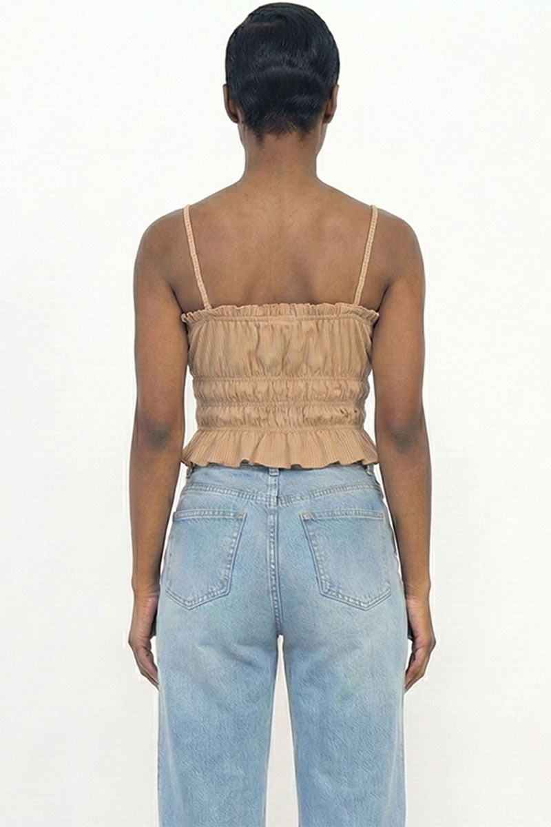 Tiered Shirred Body Crop Top