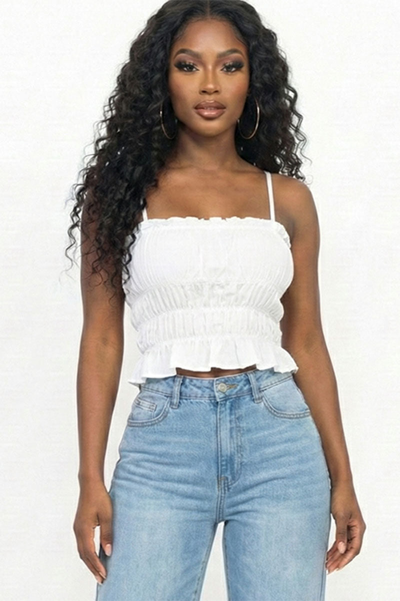 Tiered Shirred Body Crop Top