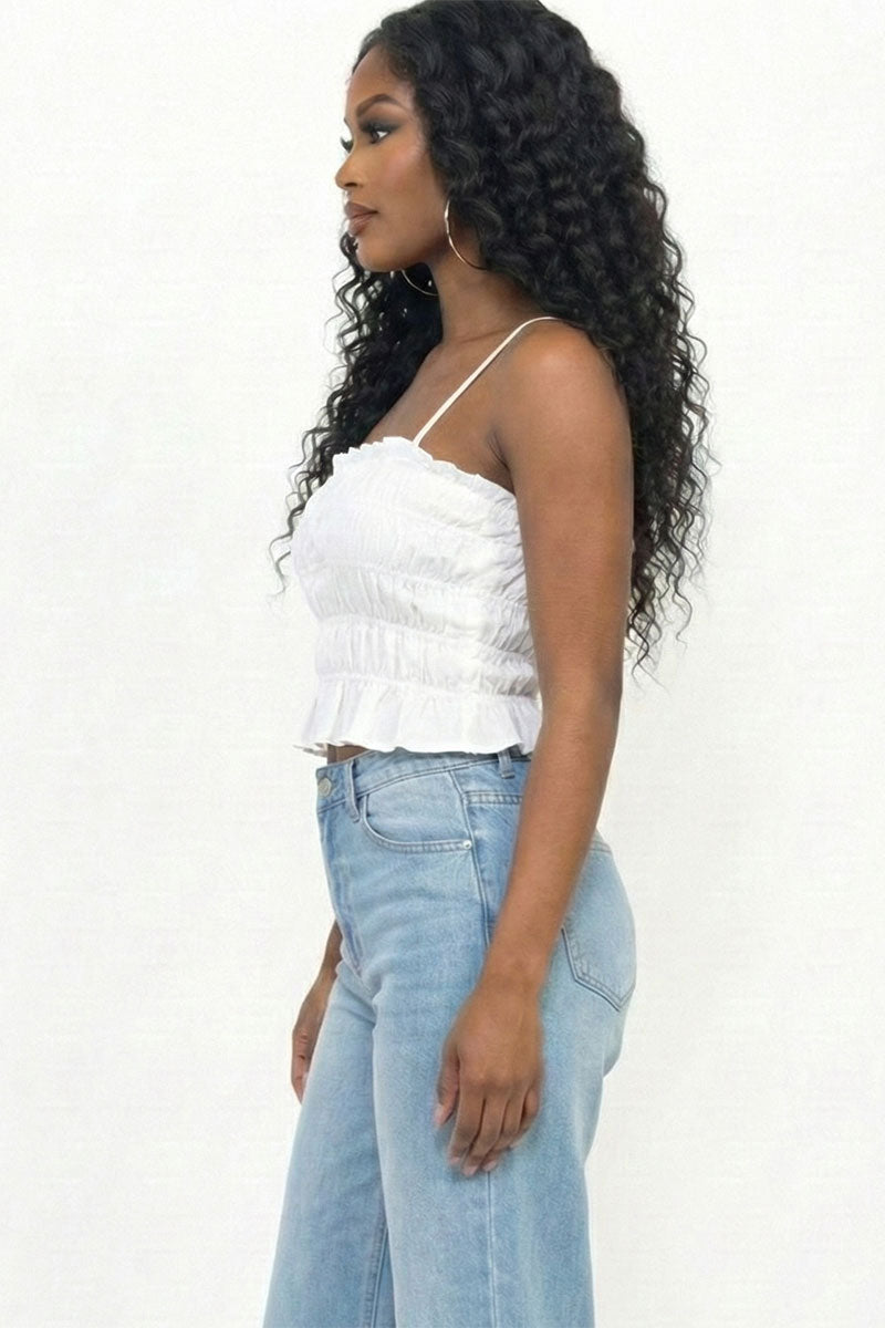 Tiered Shirred Body Crop Top