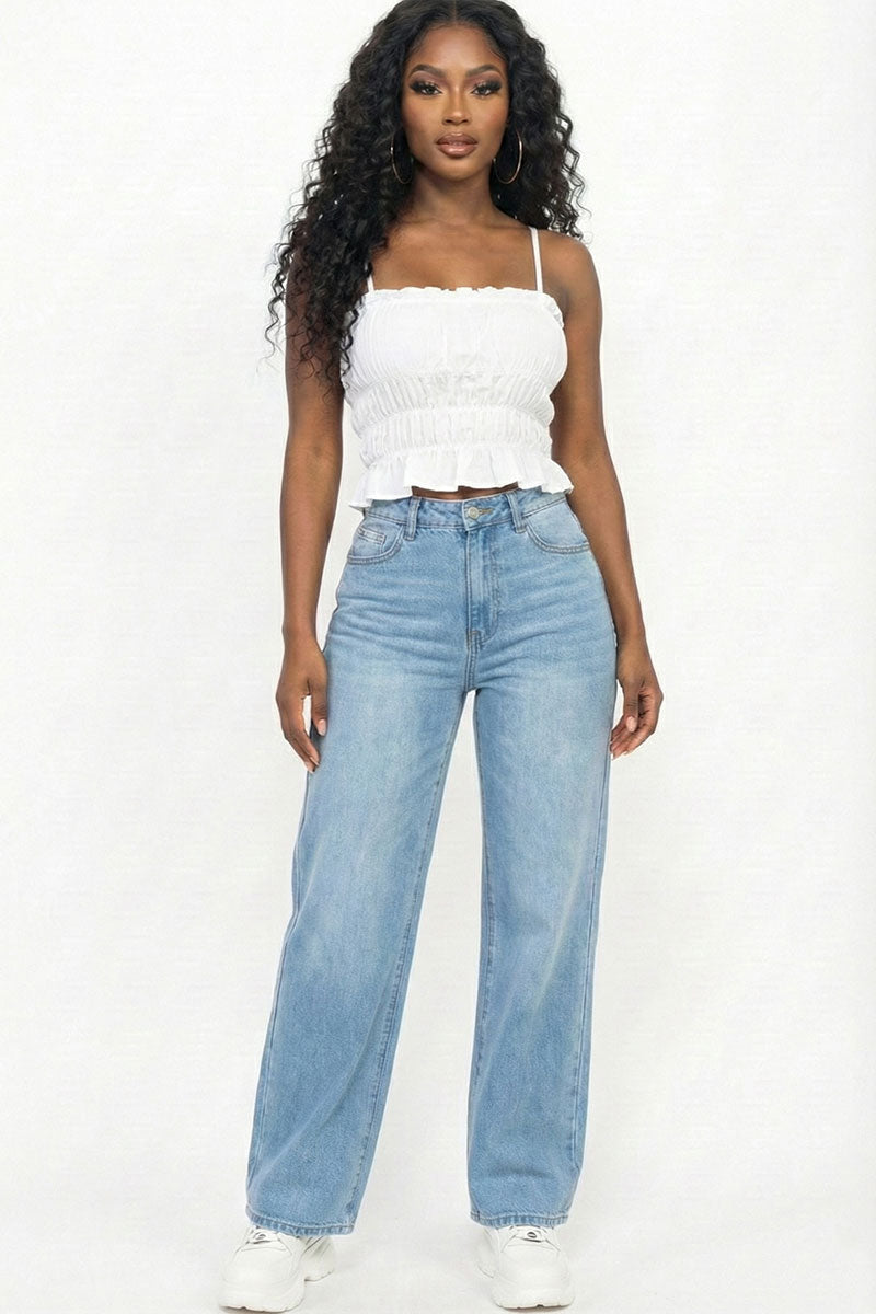 Tiered Shirred Body Crop Top