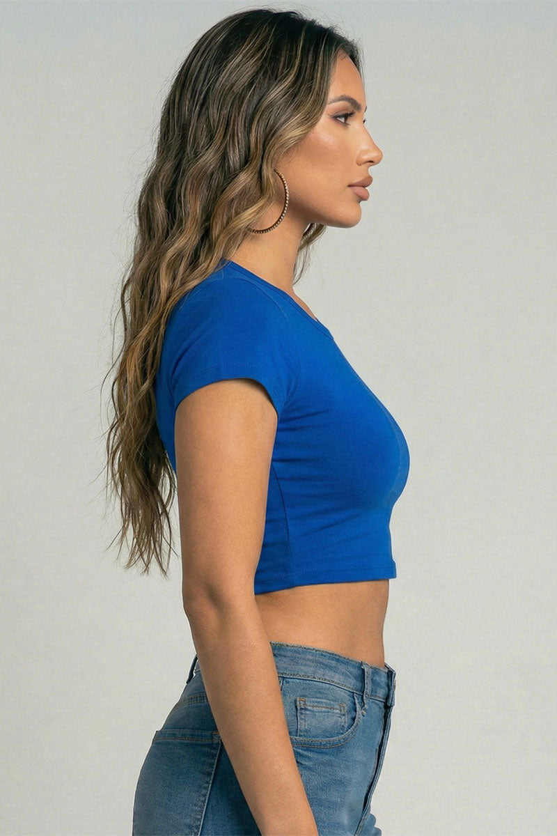 Short Sleeve Roundneck Crop Top