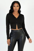 French Terry Crop Zip Up Hoodie